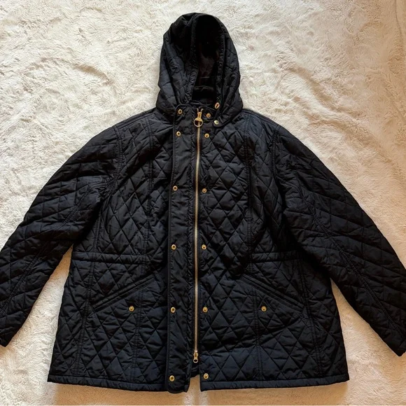 Barbour Millfire Tartan Collection Quilted Hooded Jacket - Picture 2 of 10